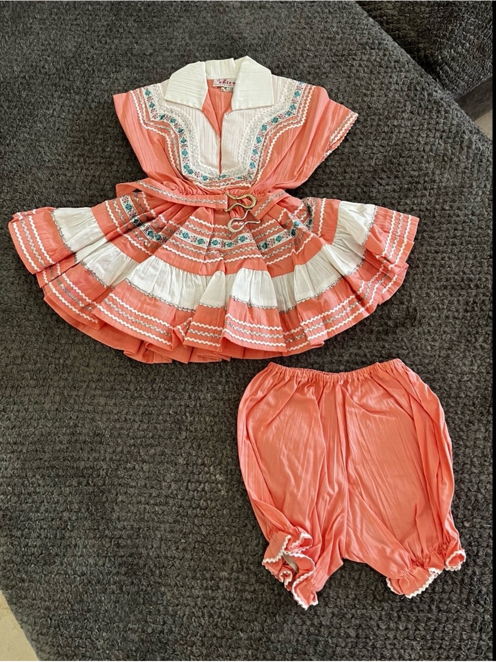 Vintage 50s 60s El Chico Tucson Arizona Western Square Dance Dress Bloomers Belt